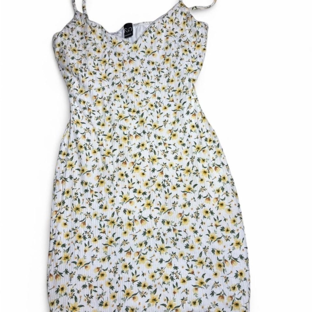 Windsor Floral Spaghetti Strap Dress - White and Yellow